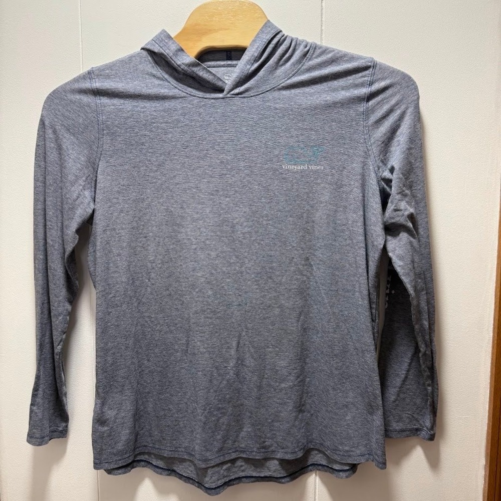 Vineyard Vines Edgartown Hoodie Mens XL Gray Teal Whale Logo Long Sleeve Shirt